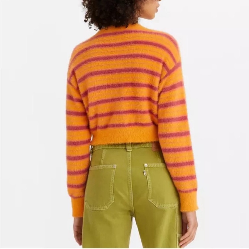 Levi’s Large Sweater Cat Cardigan Sweater Fuzzy Wuzzy - Multi-Color Orange NWT - Picture 4 of 7